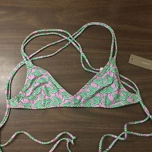 J.Crew Green and Pink Bikini Top